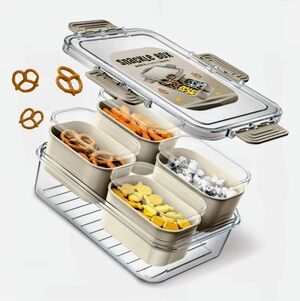Cook With Color 4-Compartment Mini Snackle Box, Charcuterie and Snack Container,